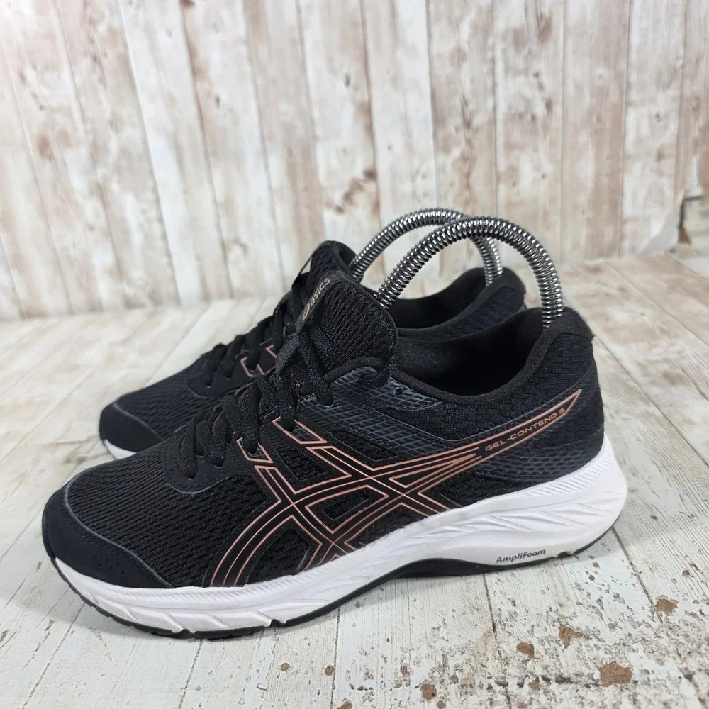 ASICS Gel-Contend‎ 6 Womens Running Shoes Black Rose Gold 1012A570 Size 6.5